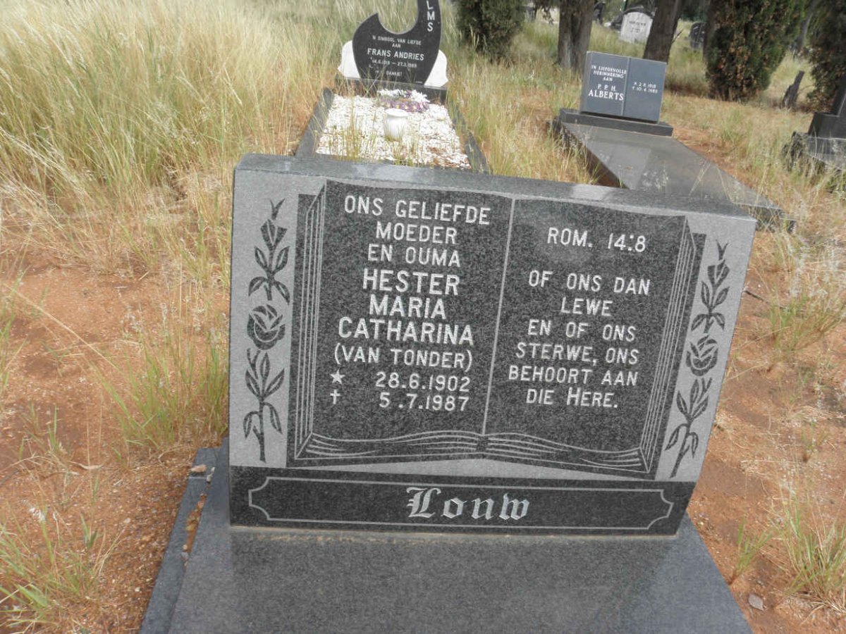 LOUW Hester Catharina nee van TONDER 1902-1987