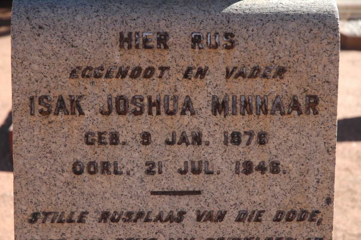 MINNAAR Isak Joshua 1876-1946