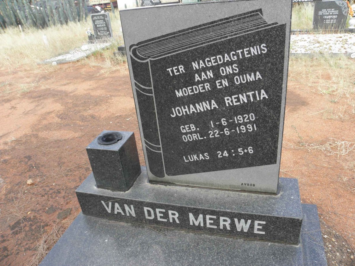MERWE Johanna Rentia, van der 1920-1991