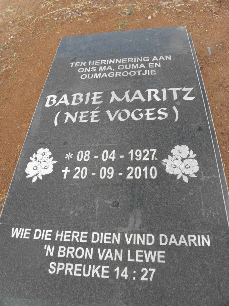 MARITZ Babie nee VOGES 1927-2010