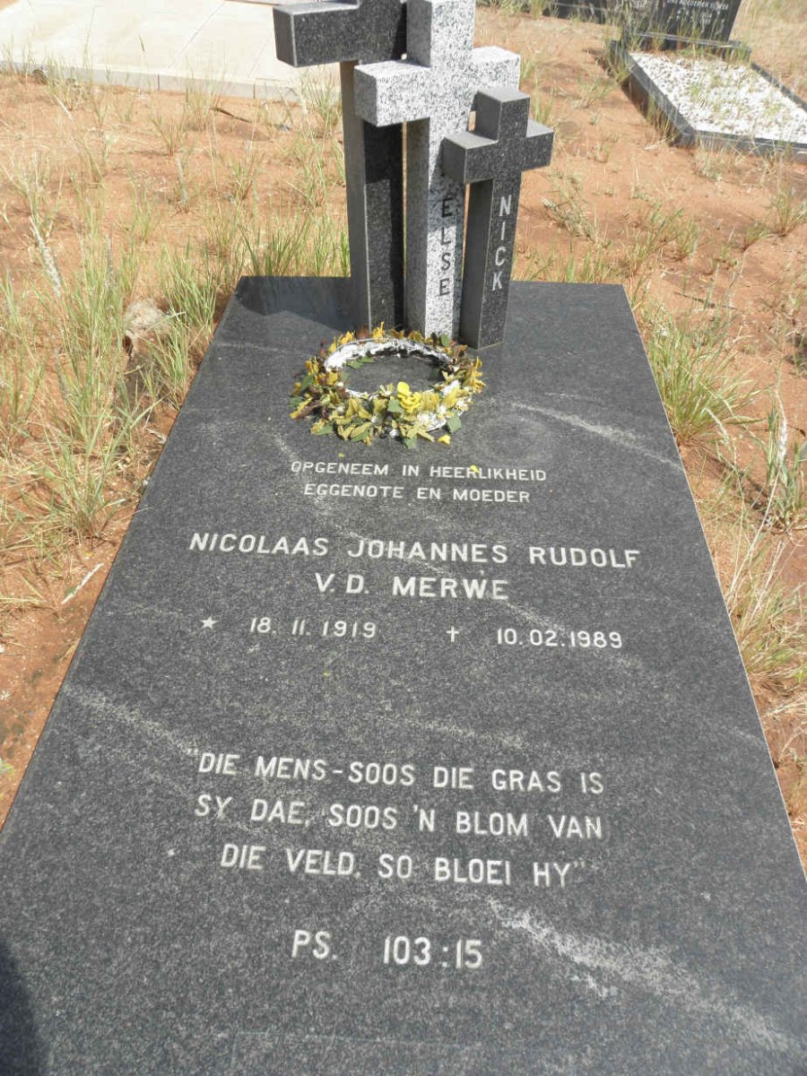 MERWE Nicolaas Johannes Rudolf, van der 1919-1989