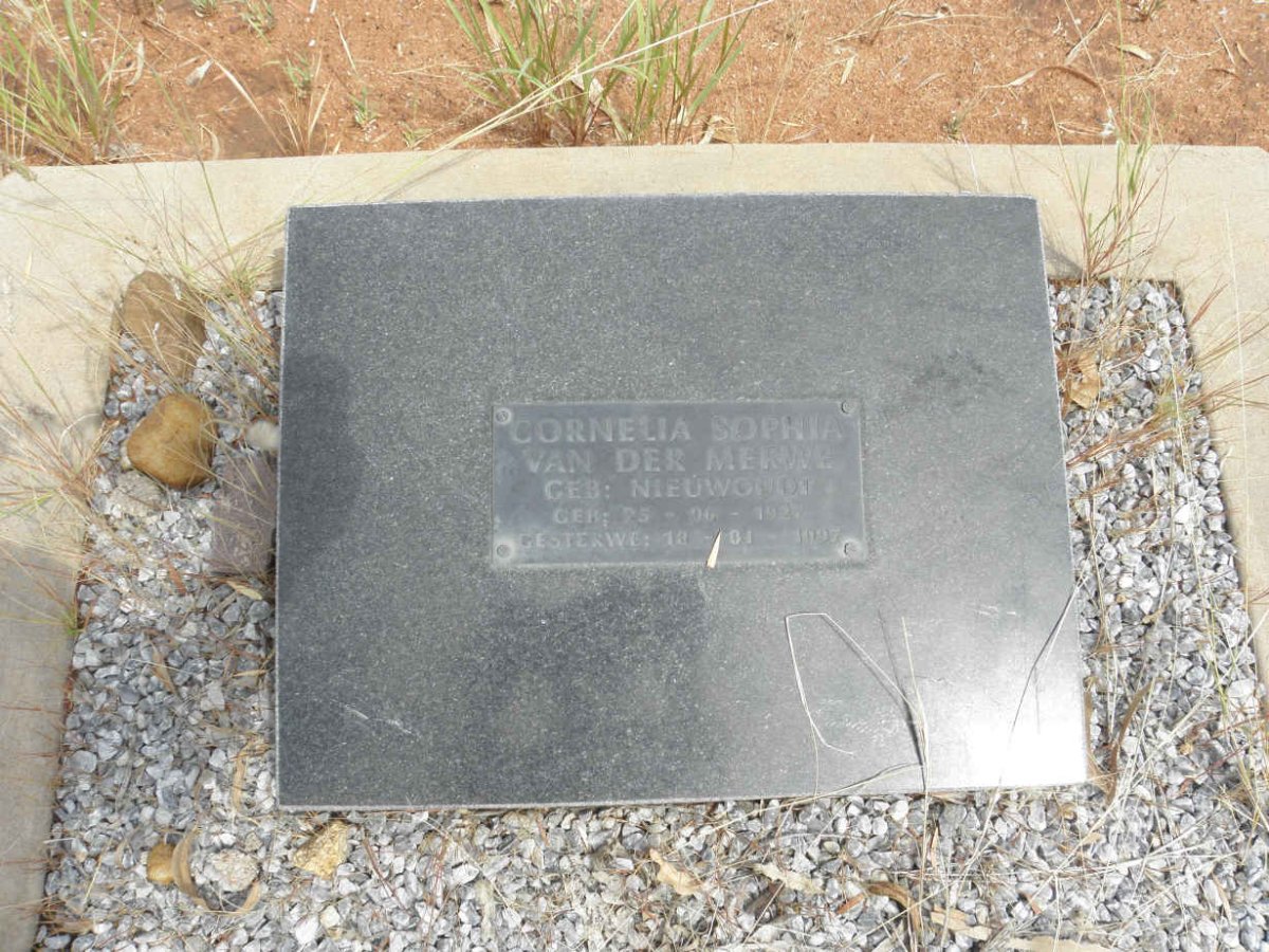 MERWE Cornelia Sophia, van der nee NIEUWOUDT 1927-1997