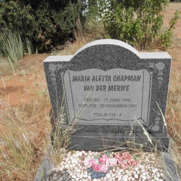 MERWE Maria Aletta Chapman, van der 1908-2001