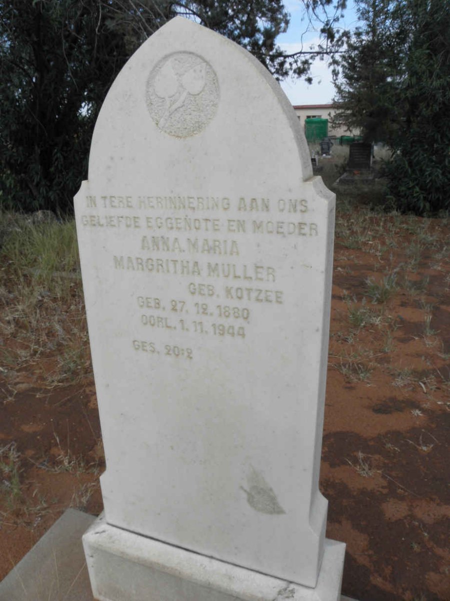 MULLER Anna Maria Margritha nee KOTZEE 1880-1944