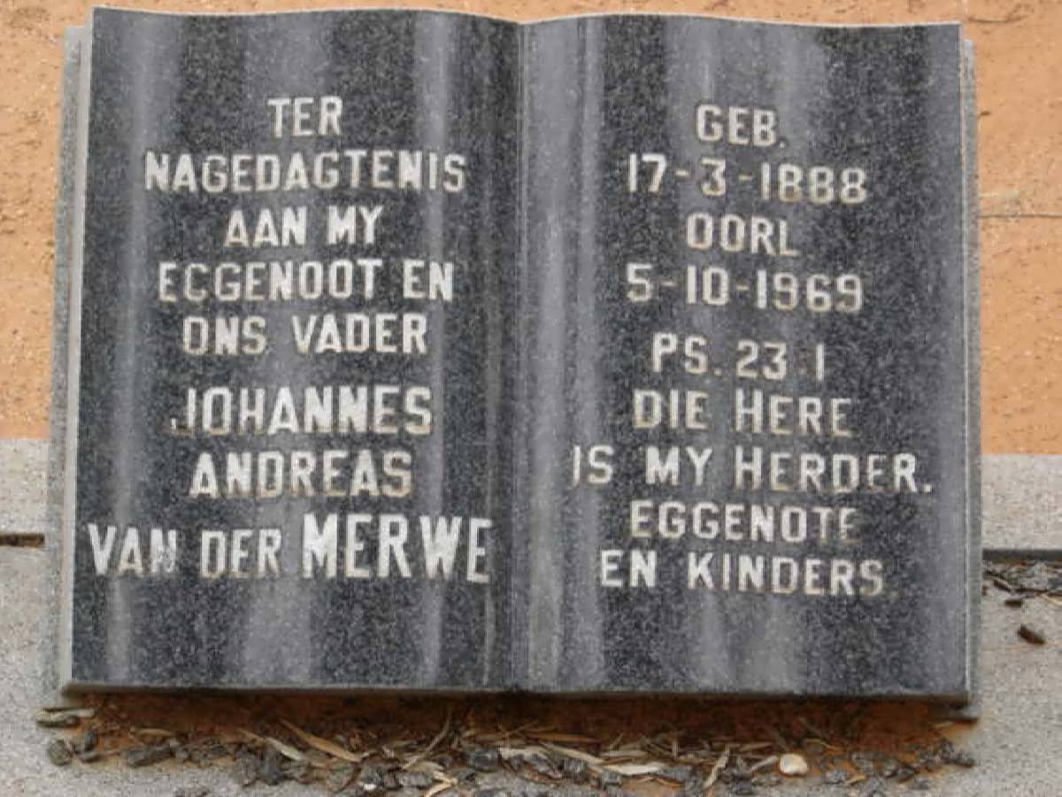 MERWE Johannes Andreas, van der 1888-1969