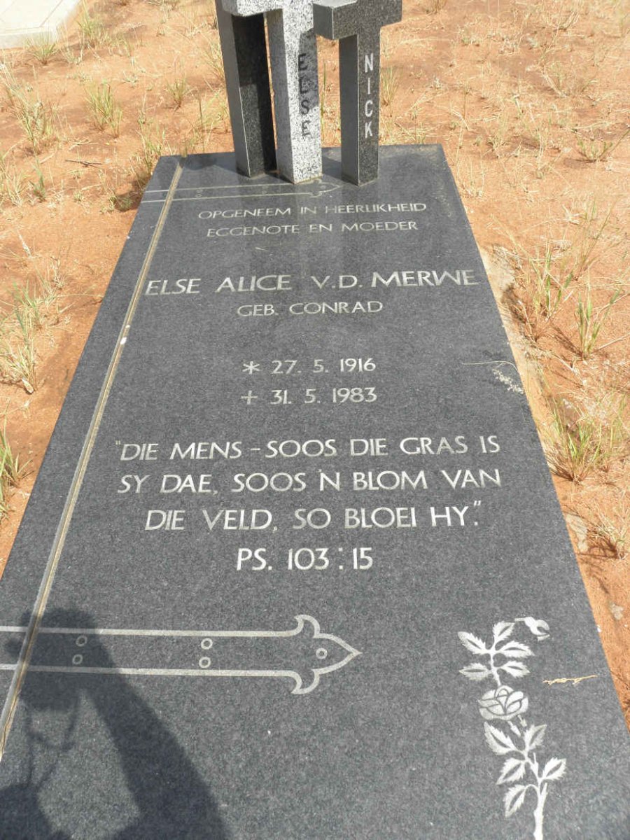 MERWE Else Alice, v.d. nee CONRAD 1916-1983