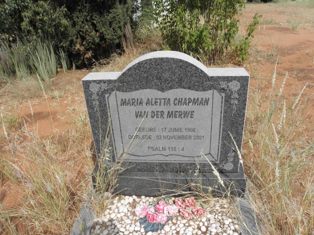 MERWE Maria Aletta Chapman, van der 1908-2001