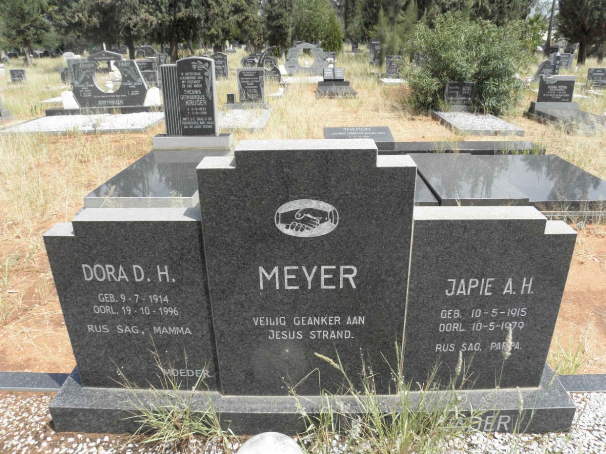 MEYER Japie A.H. 1915-1979 &amp; Dora D.H. 1914-1996