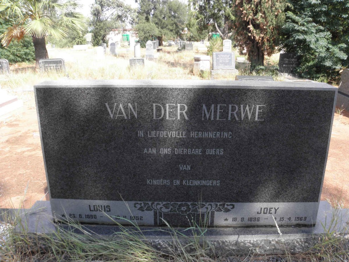 MERWE Louis, van der 1890-1952 &amp; Joey 1896-1968