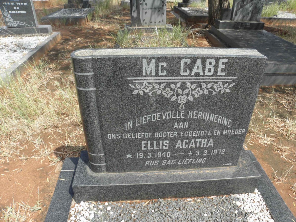 McCABE Ellis Agatha 1940-1972