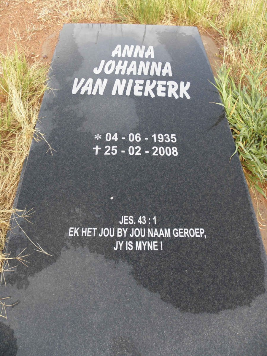 NIEKERK Anna Johanna, van 1935-2008