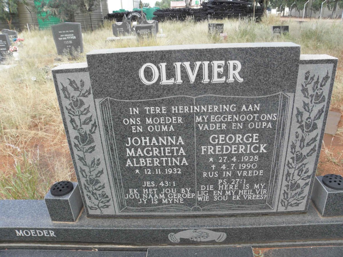 OLIVIER George Frederick 1928-1990 &amp; Johanna Magrieta Albertina 1932-