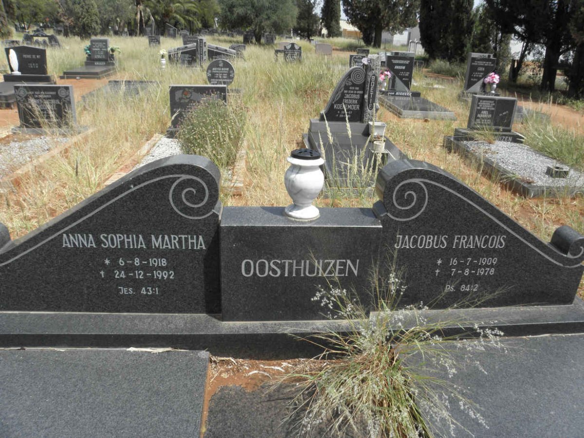 OOSTHUIZEN Jacobus Francois 1909-1978 &amp; Anna Sophia Martha 1918-1992