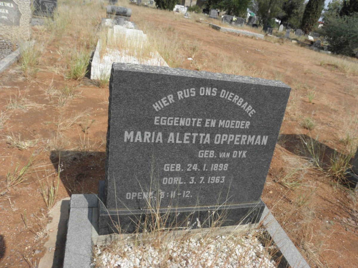 OPPERMAN Maria Aletta nee van DYK 1898-1963