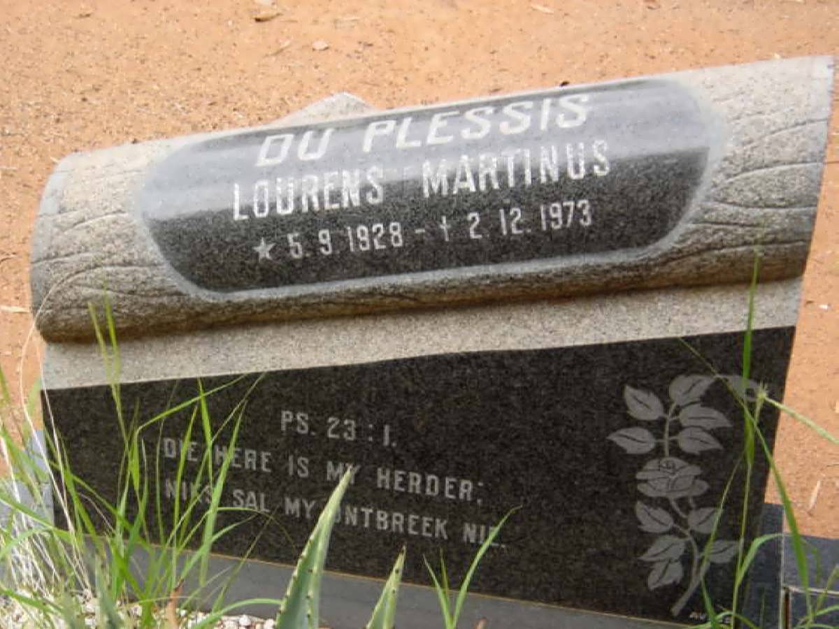 PLESSIS Lourens Martinus, du 1928-1973
