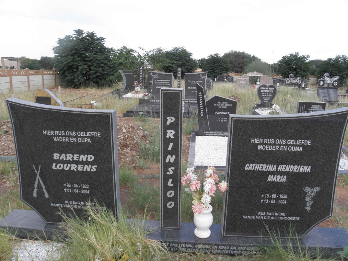PRINSLOO Barend Lourens 1922-2004 &amp; Catherina Hendriena Maria 1920-2004