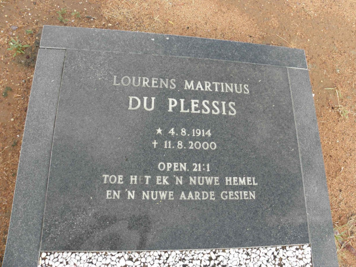 PLESSIS Lourens Martinus, du 1914-2000