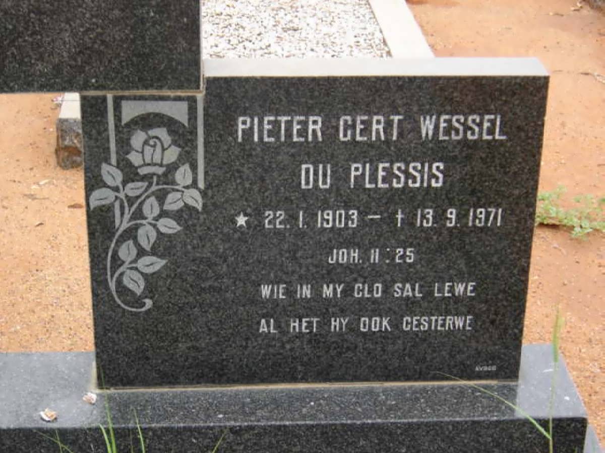 PLESSIS Pieter Gert Wessel, du 1903-1971 &amp; Jeanetta Albertina Stoffelina v.d. MERWE 1904-1991