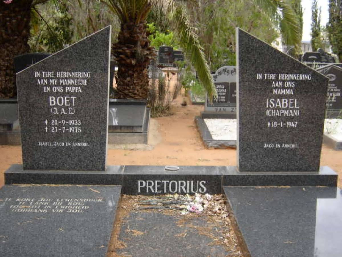 PRETORIUS J.A.C. 1933-1975 &amp; Isabel CHAPMAN 1947-