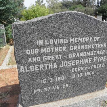 PYPER Albertha Josephine nee du PREEZ 1881-1964