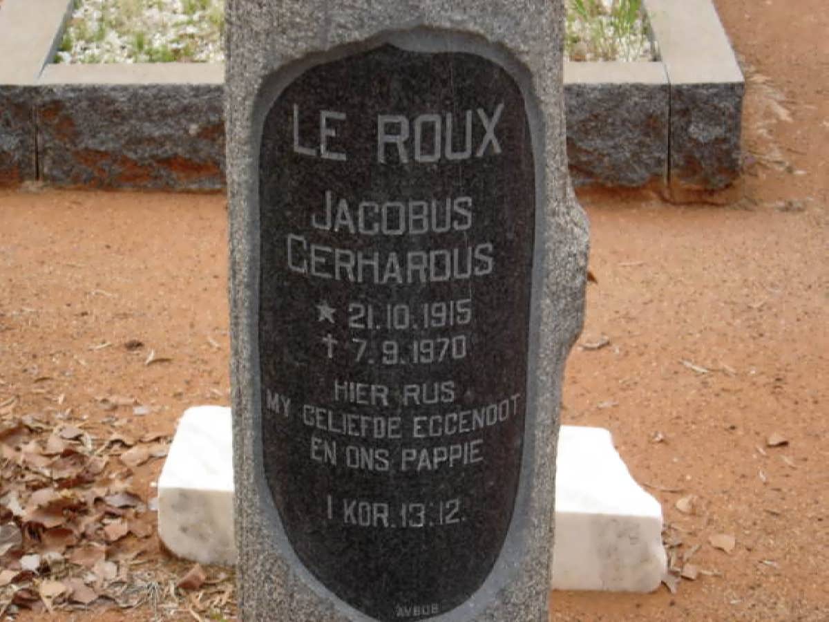 ROUX Jacobus Gerhardus, le 1915-1970