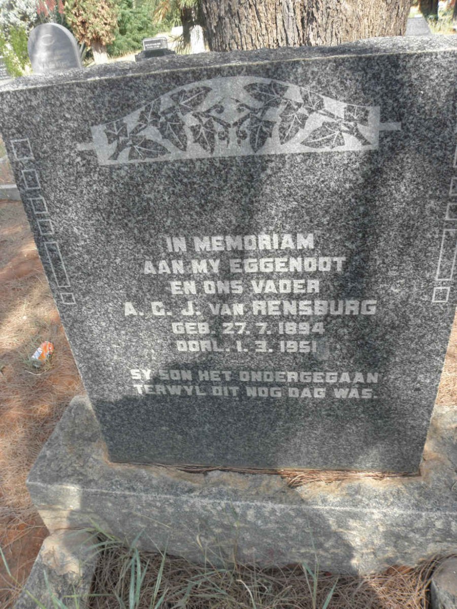 RENSBURG A.C.J., van 1894-1951