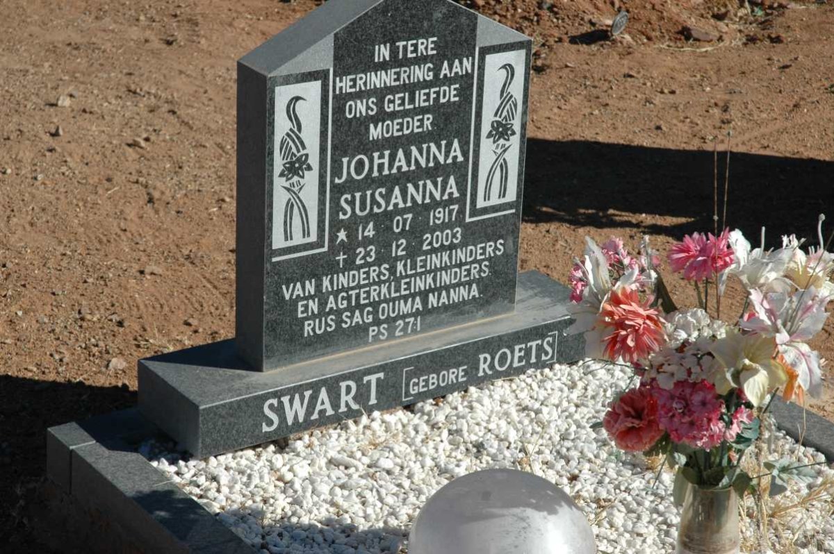 SWART Johanna Susanna nee ROETS 1917-2003