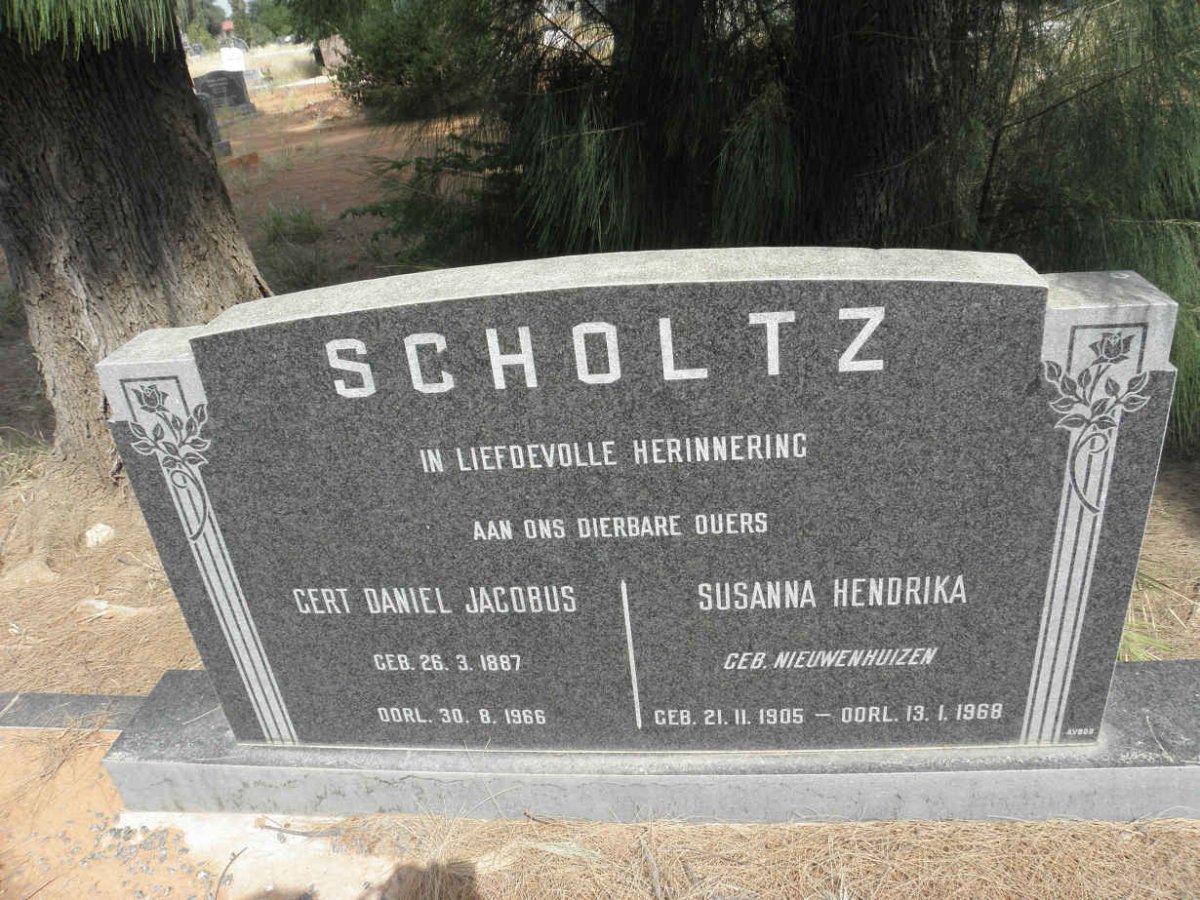SCHOLTZ Gert Daniel Jacobus 1887-1966 &amp; Susanna Hendrika NIEUWENHUIZEN 1905-1968
