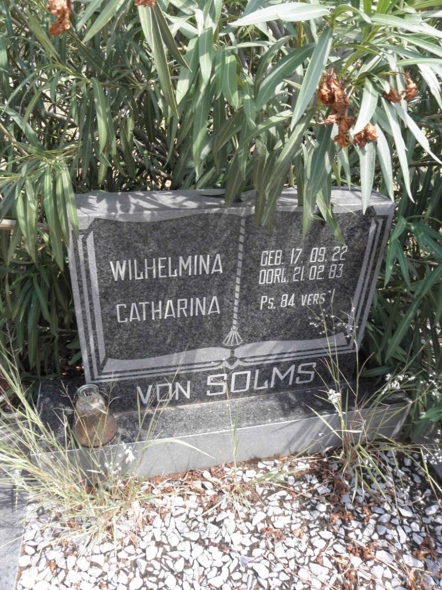 SOLMS Wilhelmina Catharina, von 1922-1983