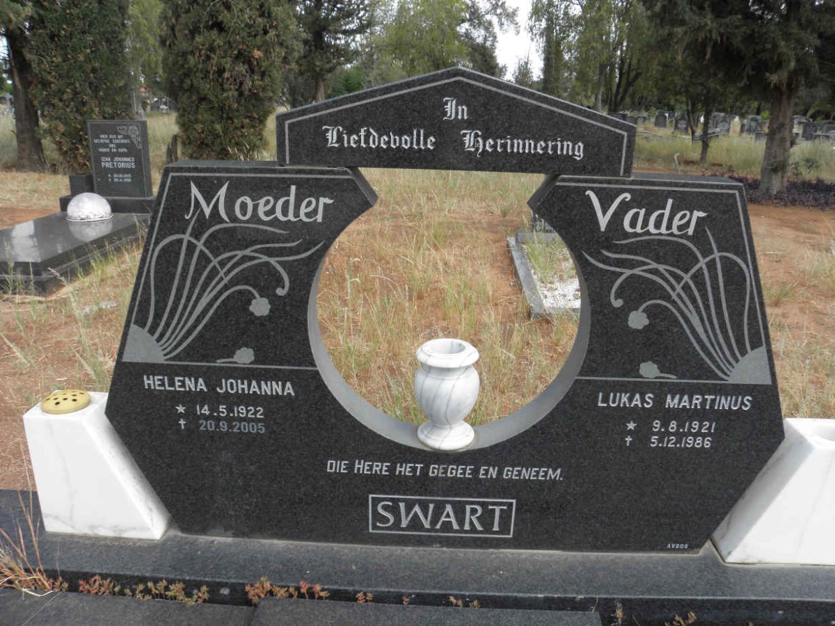 SWART Lukas Martinus 1921-1986 &amp; Helena Johanna 1922-2005