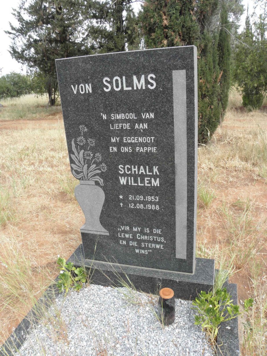 SOLMS Schalk Willem, von 1953-1988