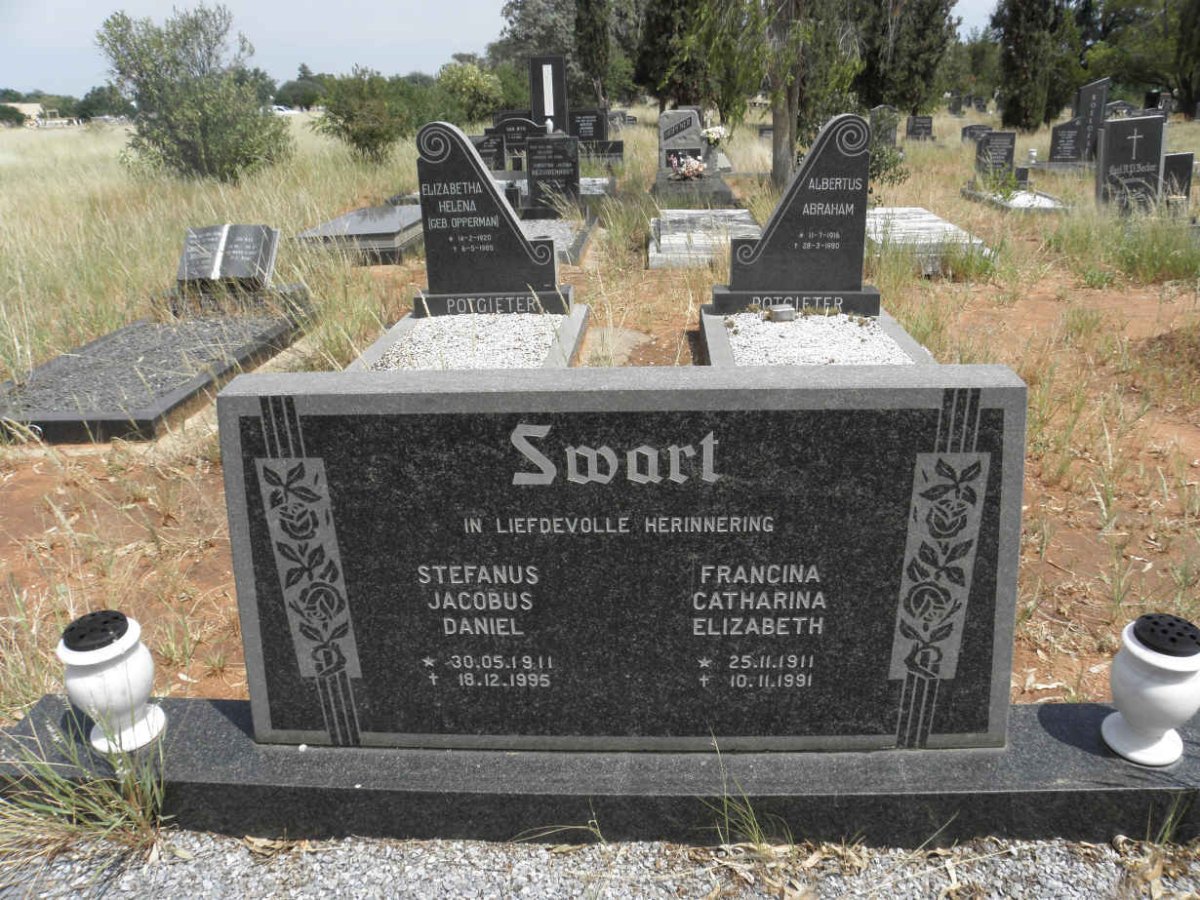 SWART Stefanus Jacobus Daniel 1911-1995 &amp; Francina Catharina Elizabeth 1911-1991