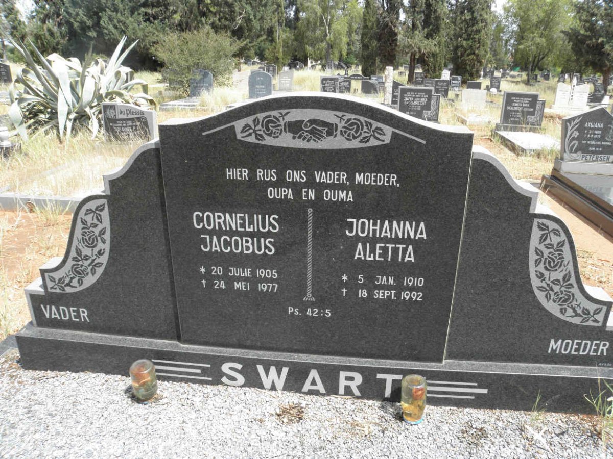 SWART Cornelius Jacobus 1905-1977 &amp; Johanna Aletta 1910-1992