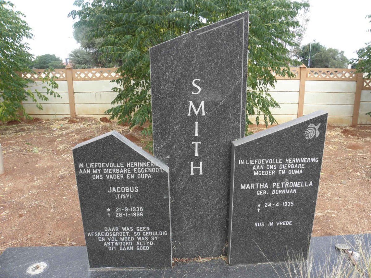 SMITH Jacobus 1938-1996 &amp; Martha Petronella BORNMAN 1935-