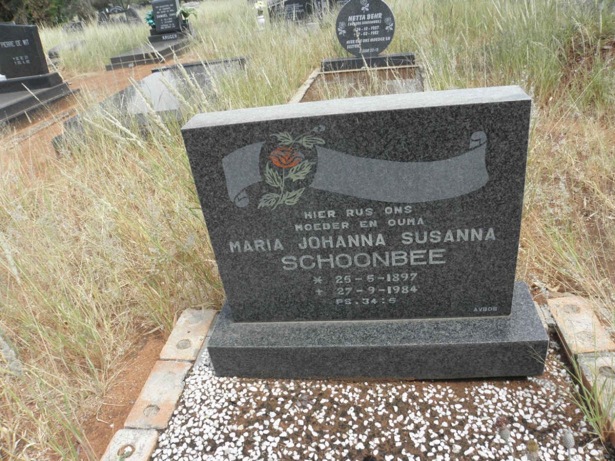 SCHOONBEE Maria Johanna Susanna 1897-1984