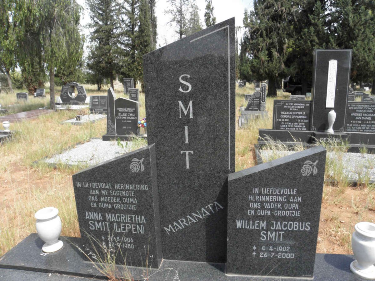 SMIT Willem Jacobus 1902-2000 &amp; Anna Magrietha LEPEN 1906-1980