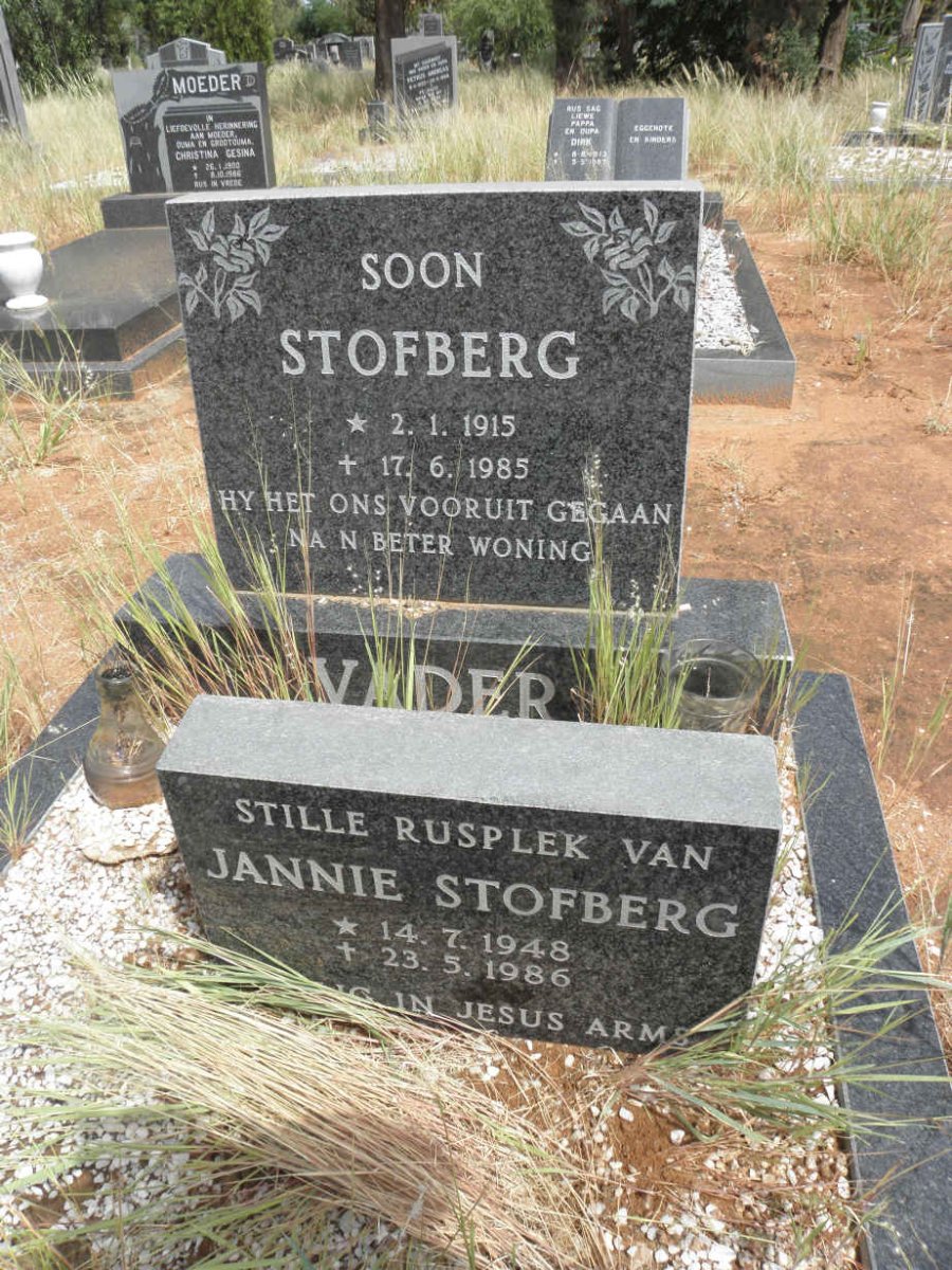 STOFBERG Soon 1915-1985 :: STOFBERG Jannie 1948-1986