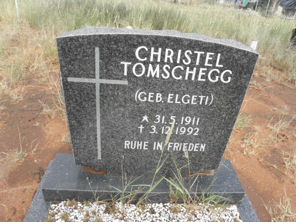 TOMSCHEGG Christel nee ELGETI 1911-1992