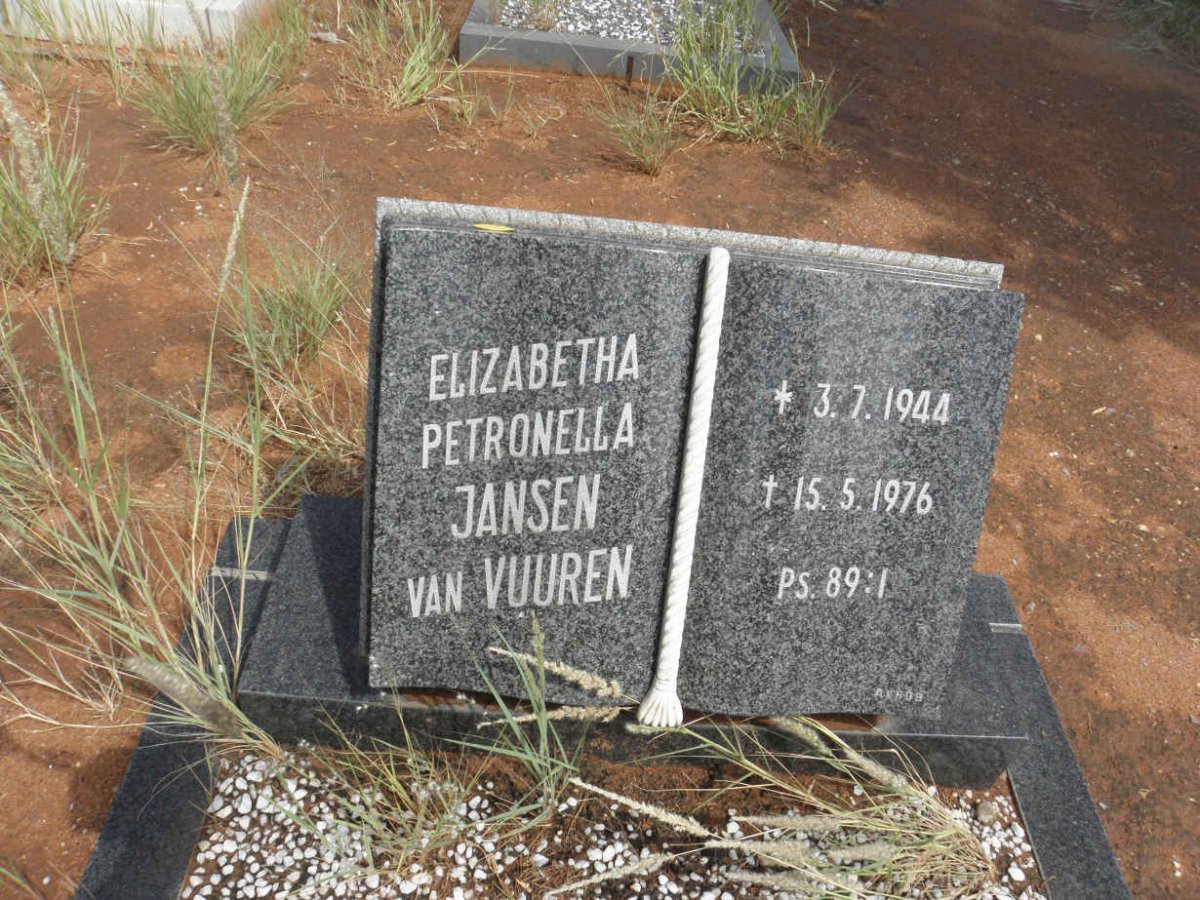 VUUREN Elizabetha Petronella, Jansen van 1944-1976