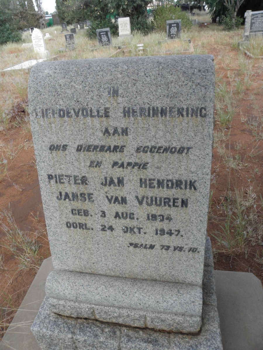 VUUREN Pieter Jan Hendrik, Janse van 1904-1947