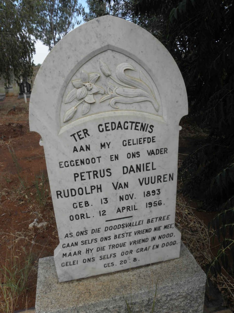 VUUREN Petrus Daniel Rudolph, van 1893-1956