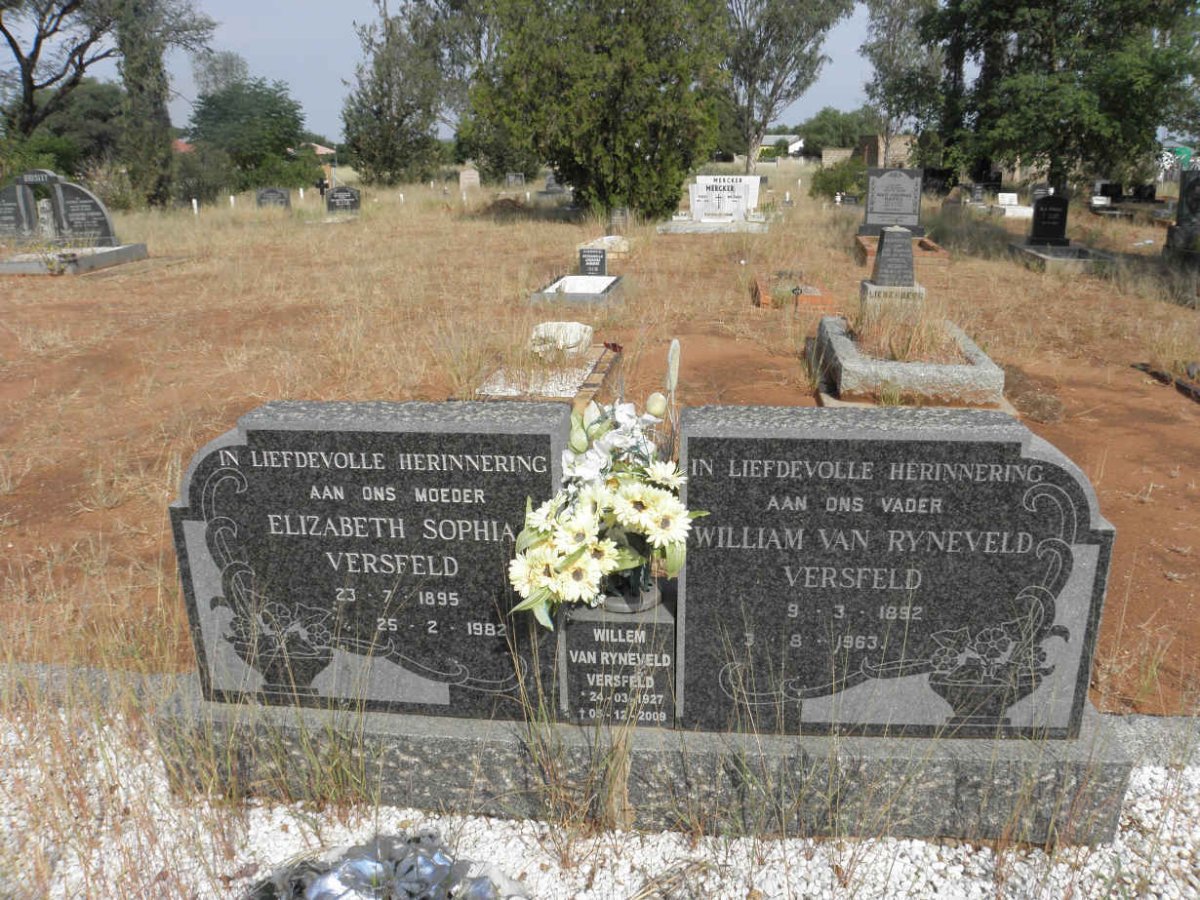 VERSFELD William Van Ryneveld 1892-1963 &amp; Elizabeth Sophia 1895-1982 :: VERSFELD Willem Van Ryneveld 1927-2009