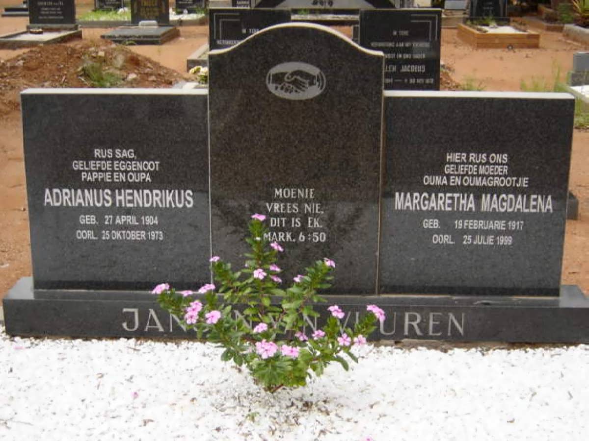 VUUREN Adrianus Hendrikus, Jansen van 1904-1973 &amp; Margaretha Magdalena 1917-1999