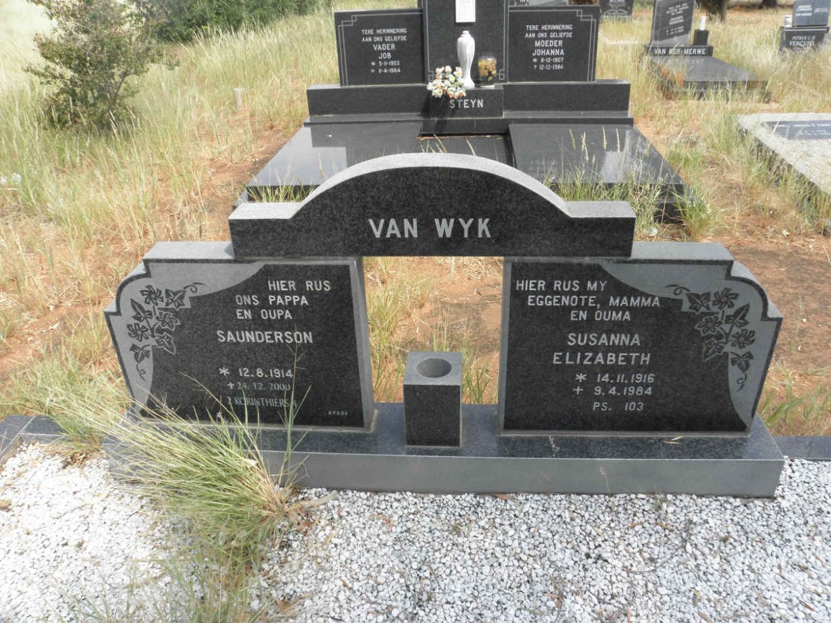WYK Saunderson, van 1914-2000 &amp; Susanna Elizabeth 1916-1984