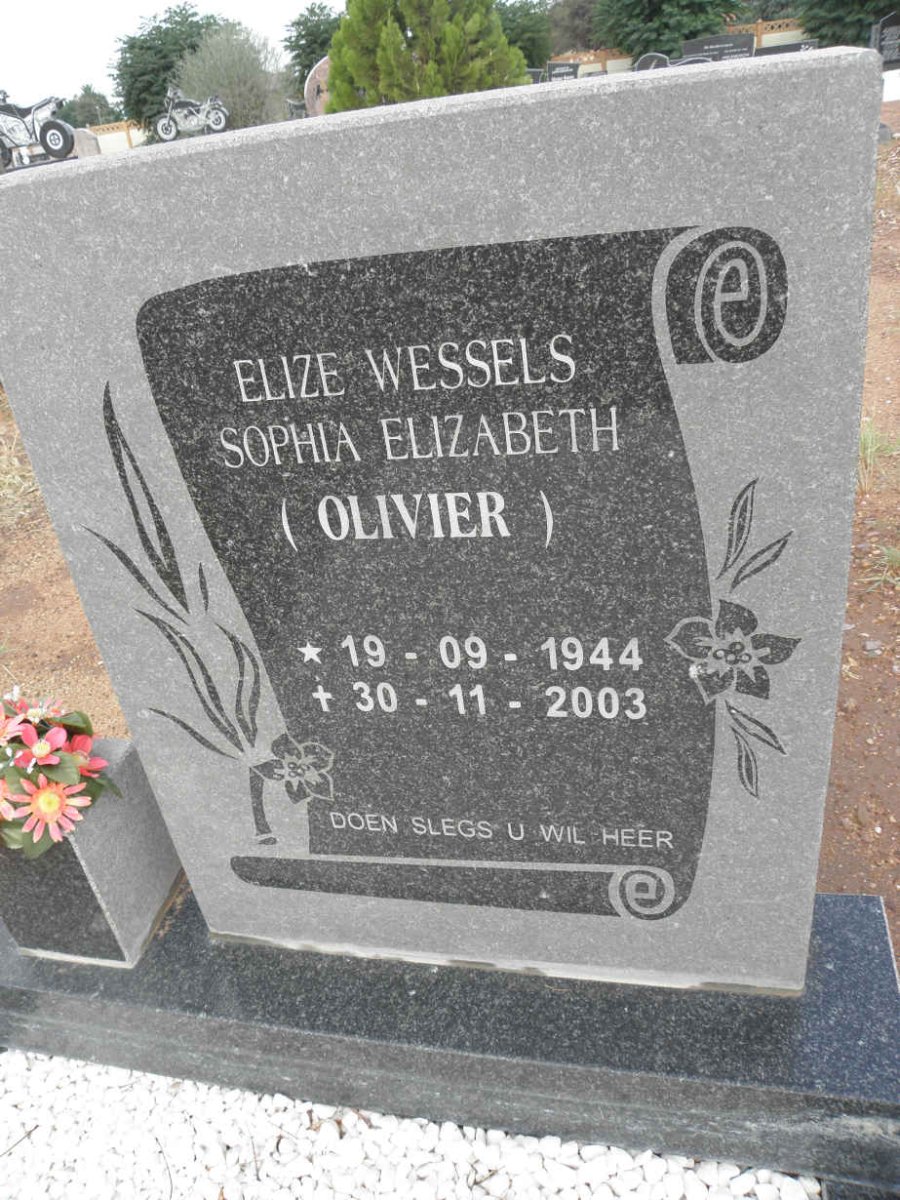 WESSELS Sophia Elizabeth nee OLIVIER 1944-2003