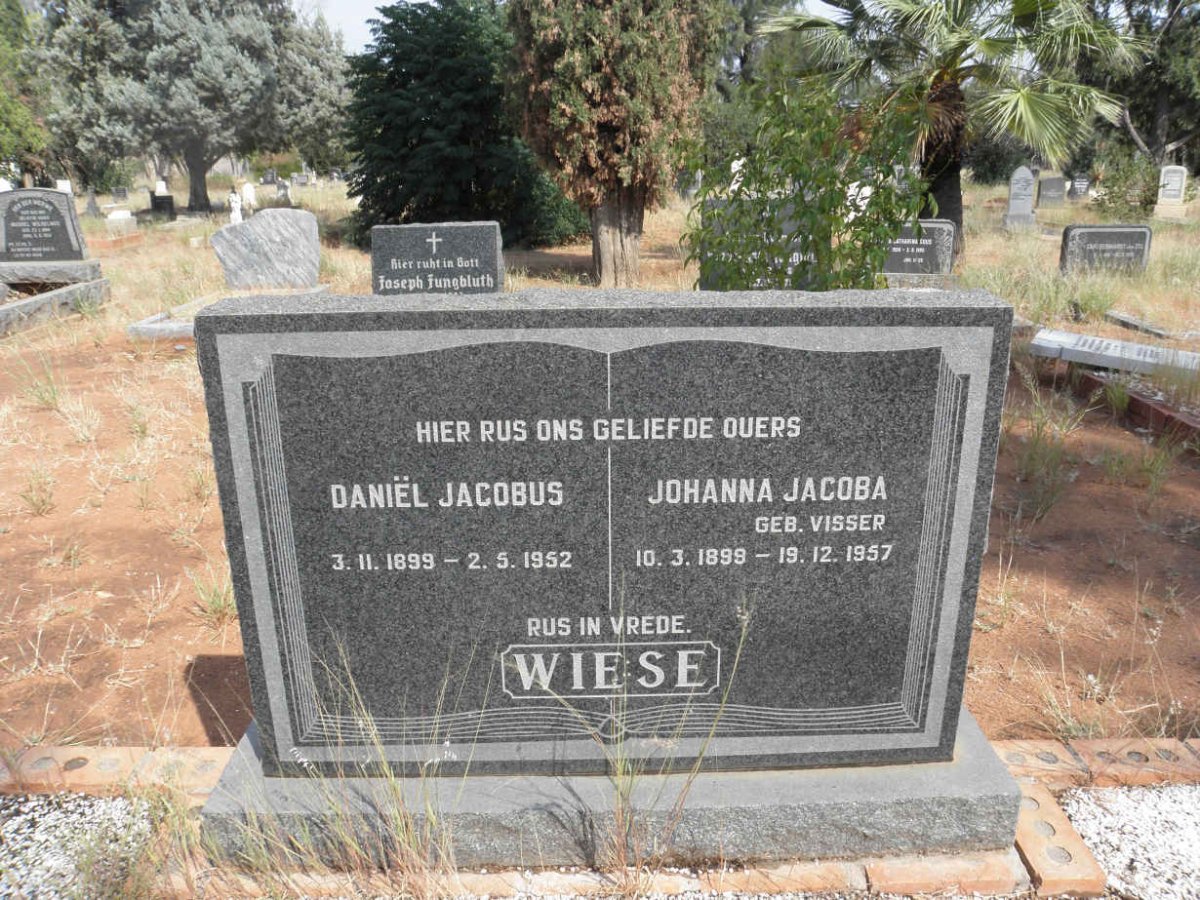 WIESE Daniel Jacobus 1899-1952 &amp; Johanna Jacoba VISSER 1899-1957