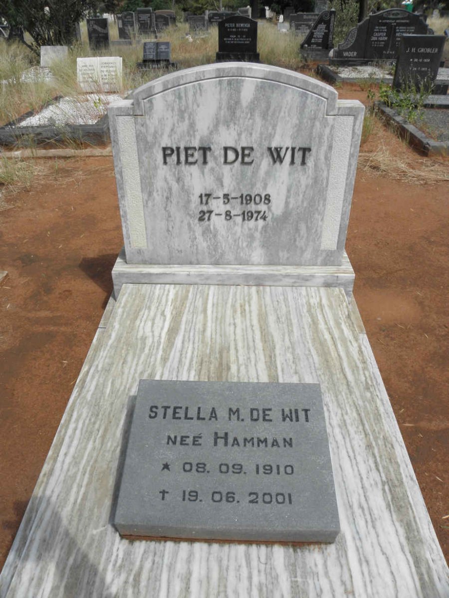 WIT Piet, de 1908-1974 &amp; Stella M. HAMMAN 1910-2001
