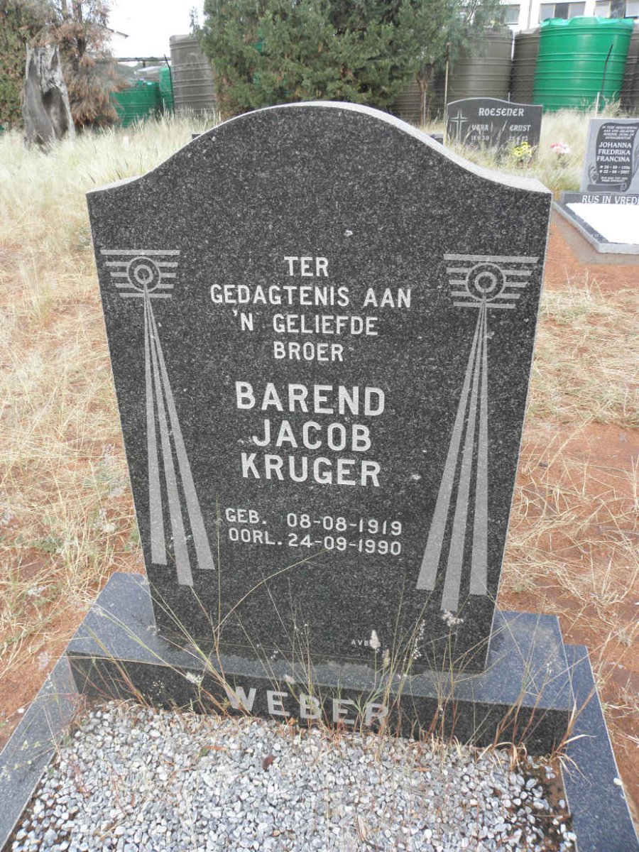 WEBER Barend Jacob Kruger 1919-1990