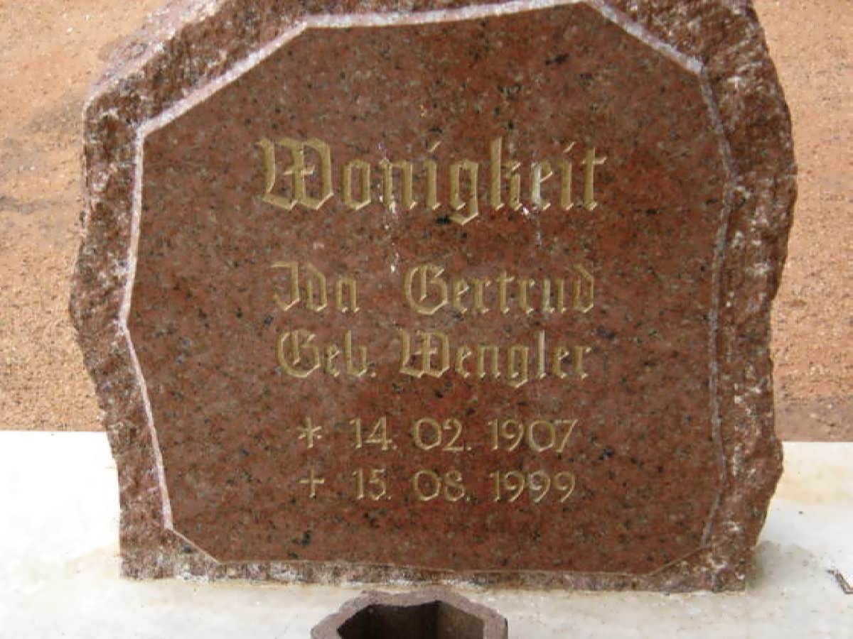 WONIGKEIT Ida Gertrud nee WENGLER 1907-1999