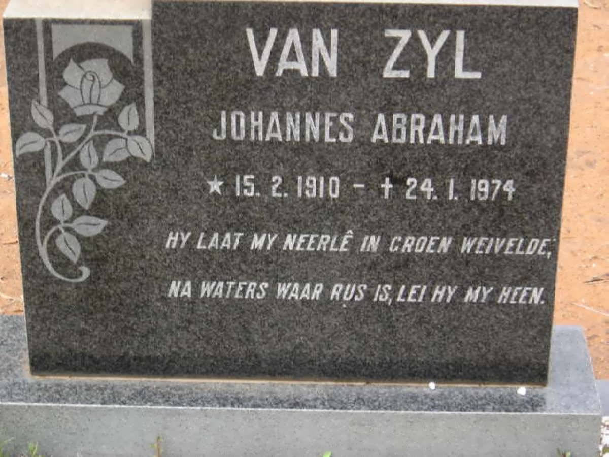 ZYL Johannes Abraham, van 1910-1974 &amp; Johanna Hermina 1914-1992